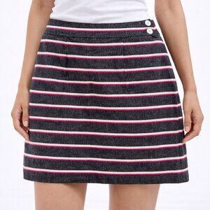 $175 Lemlem Striped Mini Skirt Small Black Pink Artisan Cotton Wool Retro Chic
